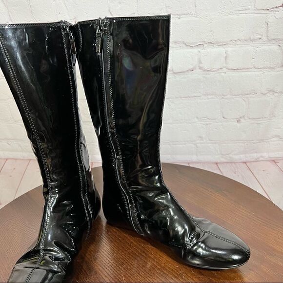 37 (7) BURBERRY Patent Leather Mid-Calf Boots GUC Vintage Y2K - Picture 6 of 16